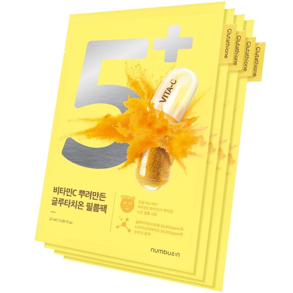 New - numbuzin - No.5+ Glutathione Vitamin Concentrated Mask - 5pcs - Picture 1 of 1